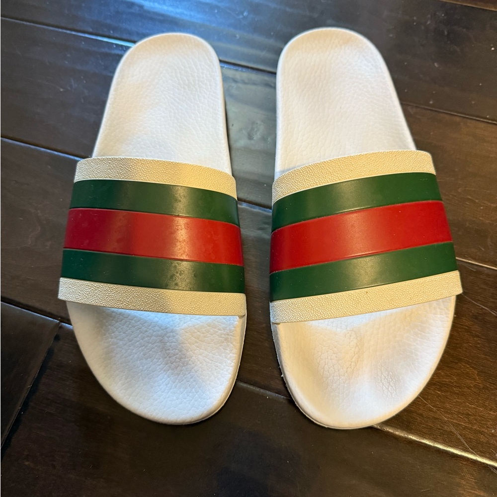 Stylish Red and Green Slide Sandals